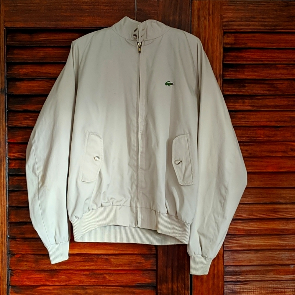 Vintage 80s Izod Lacoste tan bomber jacket